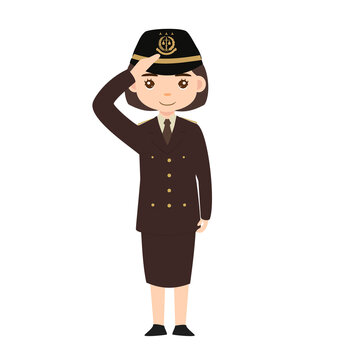 Indonesian Female Prosecutor Salute Ceremony Pose PDU Uniform