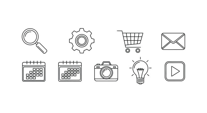 Collection of icons representing various digital and business functionalities Vector