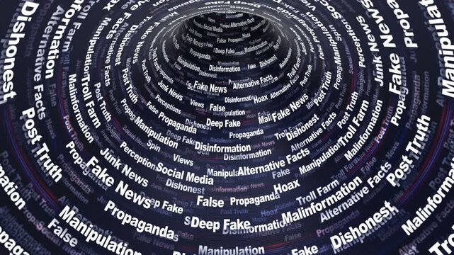 FAKE NEWS Keywords Animation on Tunnel Walls, Background, Loop
