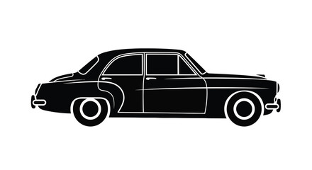 Fototapeta premium A sleek black silhouette depicts a classic vintage automobile showcasing its distinct side profile and timeless design high quality