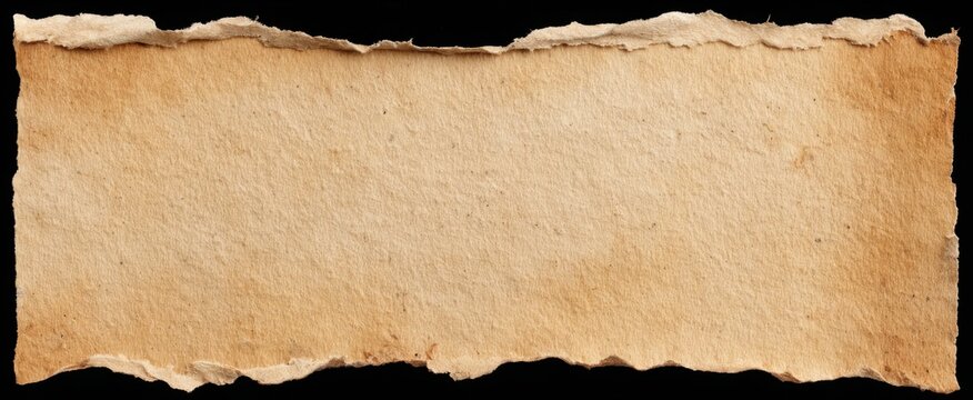 Vintage aged ripped parchment features textured beige paper on a transparent png background.