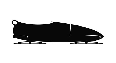 A stark black silhouette depicts a bobsled streamlined for speed resting on its runners high quality professional detailed modern © Pvect02