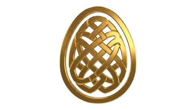 Golden egg shape with intricate Celtic knot pattern on white background