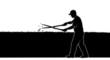 Man digging with a shovel outdoors. © Saputra