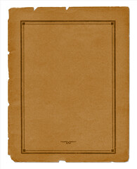 Brown paper frame isolated on white