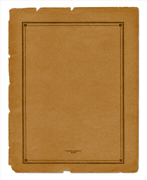 Brown paper frame isolated on white