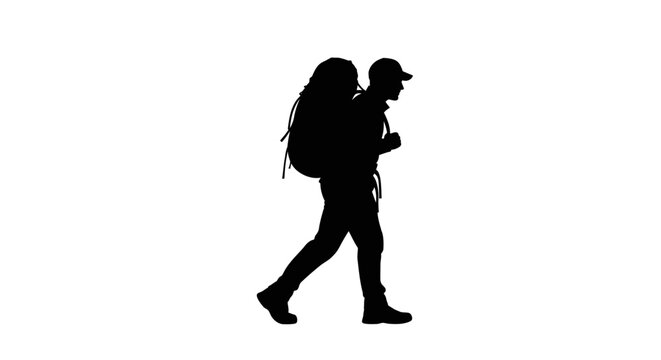 Man walking with big backpack.
