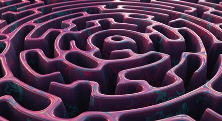 Intricate abstract maze with vibrant colors and winding pathways