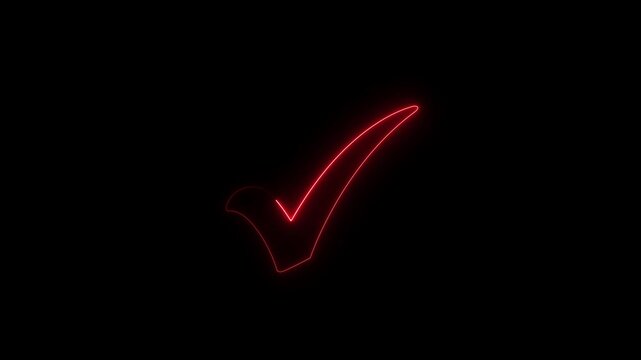 right check mark icon transparent background, red check mark icon animated on a black background, approved and verified concept.4k video
