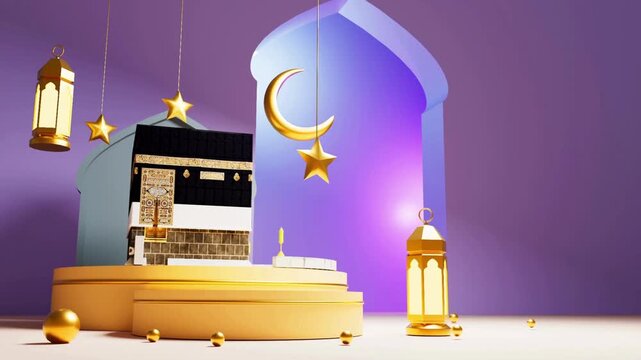 ramadan kareem background banner with luxury ornament ramadan eid mubarak 4K Origami Design Paper Craft Ramadan Kareem kaaba 3d in 4K Resolution