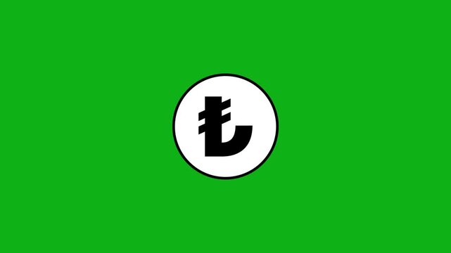Turkish lira symbol motion on green screen background for currency exchange or finance business