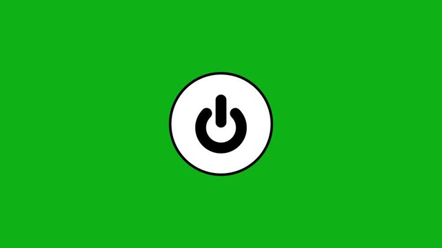 Power button symbol on green screen background, abstract technology interface element