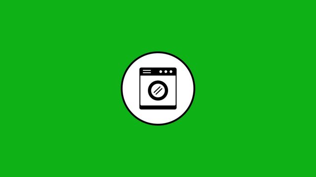 Washing machine icon spinning in circle motion on green screen background