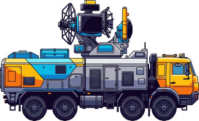 Mobile radar station tracking signals on truck