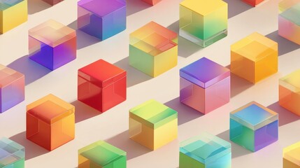 Playful isometric cube mosaic in bold colors and stacked layout