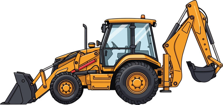 Versatile backhoe loader performing multi-purpose site tasks