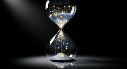 A stunning hourglass filled with sparkling starlight
