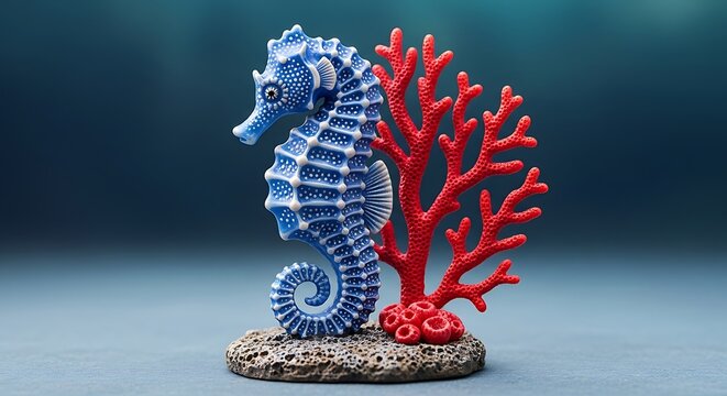Aquarium fish with a golden oriental dragon seahorse design inspired by ancient Asian mythology