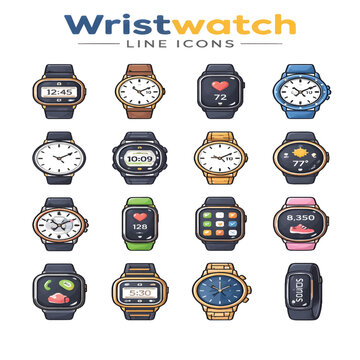 Wrist Watch Vector Illustration, Analog Watch Icon, Classic Timepiece Design