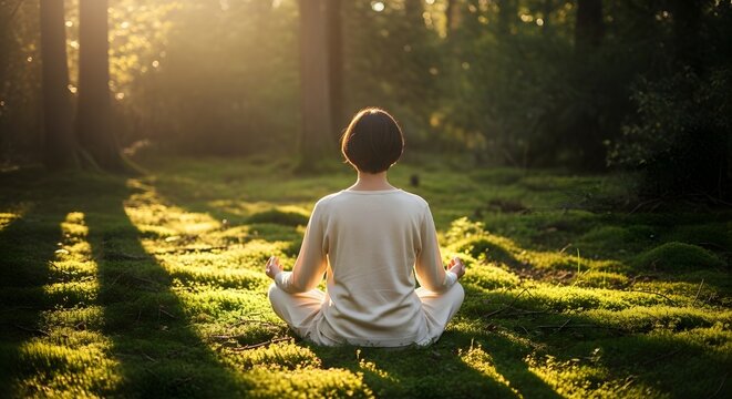 Woman Meditating in Nature: Serene Yoga and Mindfulness