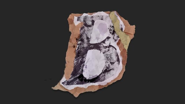 A drag and drop typographic letter with alpha in a grunge torn creased up paper and card style that folds out in to place with worn aged effects and paper tears.
