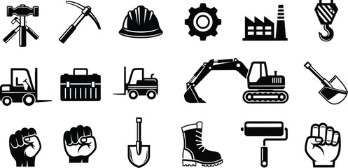 Collection of construction and industrial icons and symbols © alfa