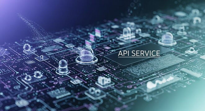 High-Tech Gradient Infused API Integration Concept for Seamless Digital Service Connections