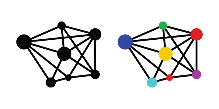 Graph Coloring Vector Icon &ndash; Mathematics Algorithm Theory Data Design Symbol