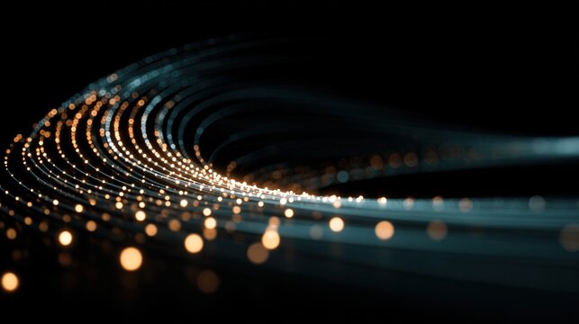 parabolic. A minimalist parabolic arc of glowing dots against a dark background. product launch decks, UI/UX mockups, designed for product launches and innovation pitches, used by PR specialists.