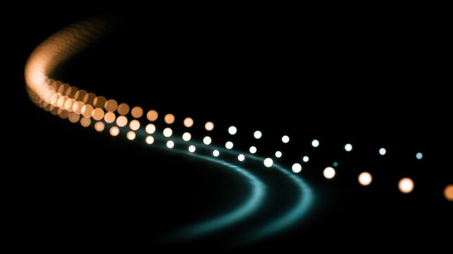 parabolic. A minimalist parabolic arc of glowing dots against a dark background. product launch decks, UI/UX mockups, designed for product launches and innovation pitches, used by PR specialists.