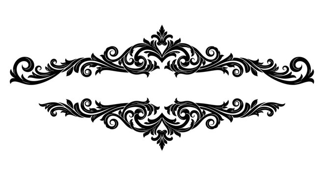 Elegant Black Swirl Flourish Ornament Vector - Decorative Element
