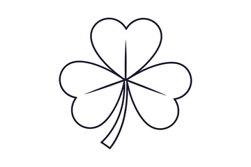 Fototapeta premium A simple line drawing of a four-leaf clover on a white background, symbolizing good luck and rarity in nature.