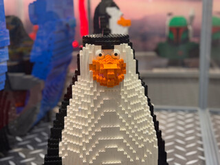 Obraz premium Lego penguin toy figure close-up in display case
