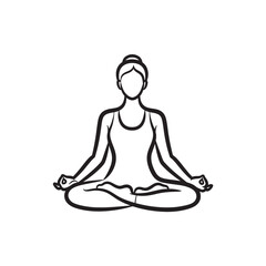 Obraz premium Meditation Woman Line Art Vector, Minimal Lotus Pose Yoga Continuous Line Illustration