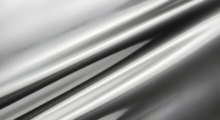 Obraz premium Shiny silver metallic fabric background with elegant diagonal reflections for modern design