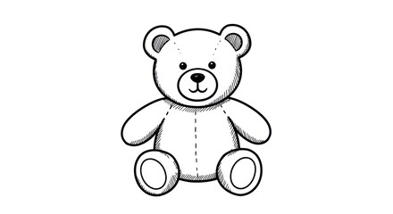 Obraz premium Cute Teddy Bear Line Drawing Illustration.