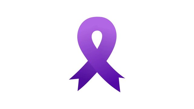 Light purple testicular cancer awareness month satin ribbon sign symbol icon logo isolated on white background with copyspace space for text empty frame, cancer awareness ribbon unveil medical video