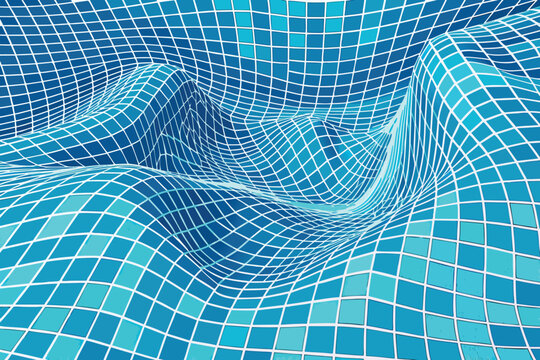 Abstract Blue Tiled Surface Waving Like Water Waves