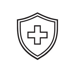 Fototapeta premium Shield with a cross symbolizing protection and medical care services