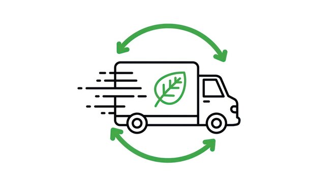 Eco friendly delivery truck with leaf.