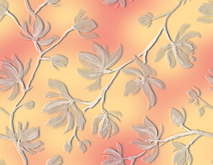 Obraz premium Allover floral pattern creative effect botany hand drown blossom art faded flower branch digital printing fabric home decore wallpaper background saree suit shirt duppata fashion dress bed sheet rug.