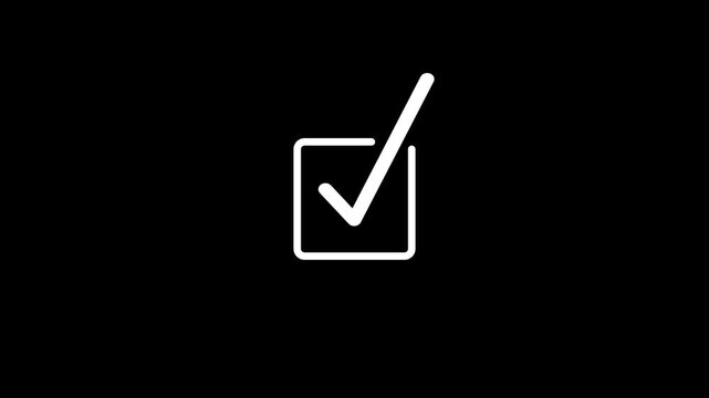 Simple white checkmark icon inside a square on a black background