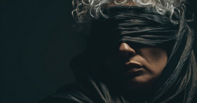 Close up person covered eyes