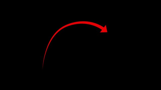 A simple illustration of a red arrow pointing upwards on a black background