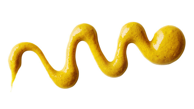 Isolated flowing abstract wave of delicious yellow mustard condiment with a textured look