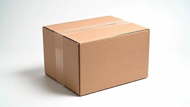 Brown cardboard shipping box, sealed and ready for delivery. Essential for e-commerce, online shopping, logistics, and retail. Represents secure packaging, efficient transport, and global supply...
