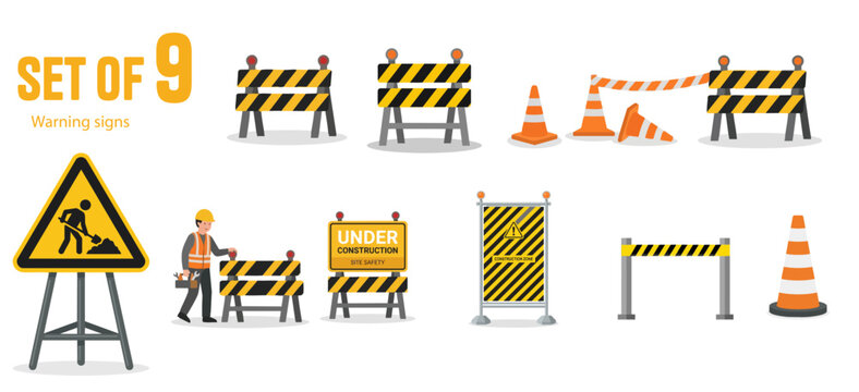 Illustration set of construction site stock illustration