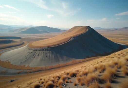 Elongated Drumlin Hill Formed by Glacier Impact Unique Geomorphology