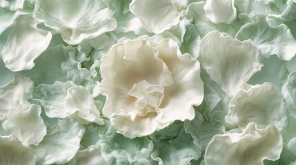 Fototapeta premium Delicate Texture of Dried Bok Choy Greens Flakes Against a Soft White Background for Visual Appeal