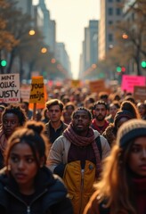 Obraz premium Impactful Martin Luther King Day March Urban Peaceful Demonstration Streets Unity Colorful Signs